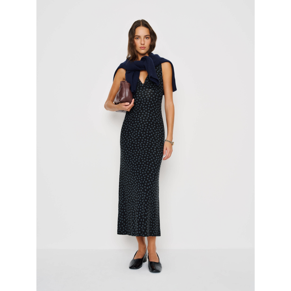 Reformation Brayden Knit Dress Cosmic Dot XS in Black
